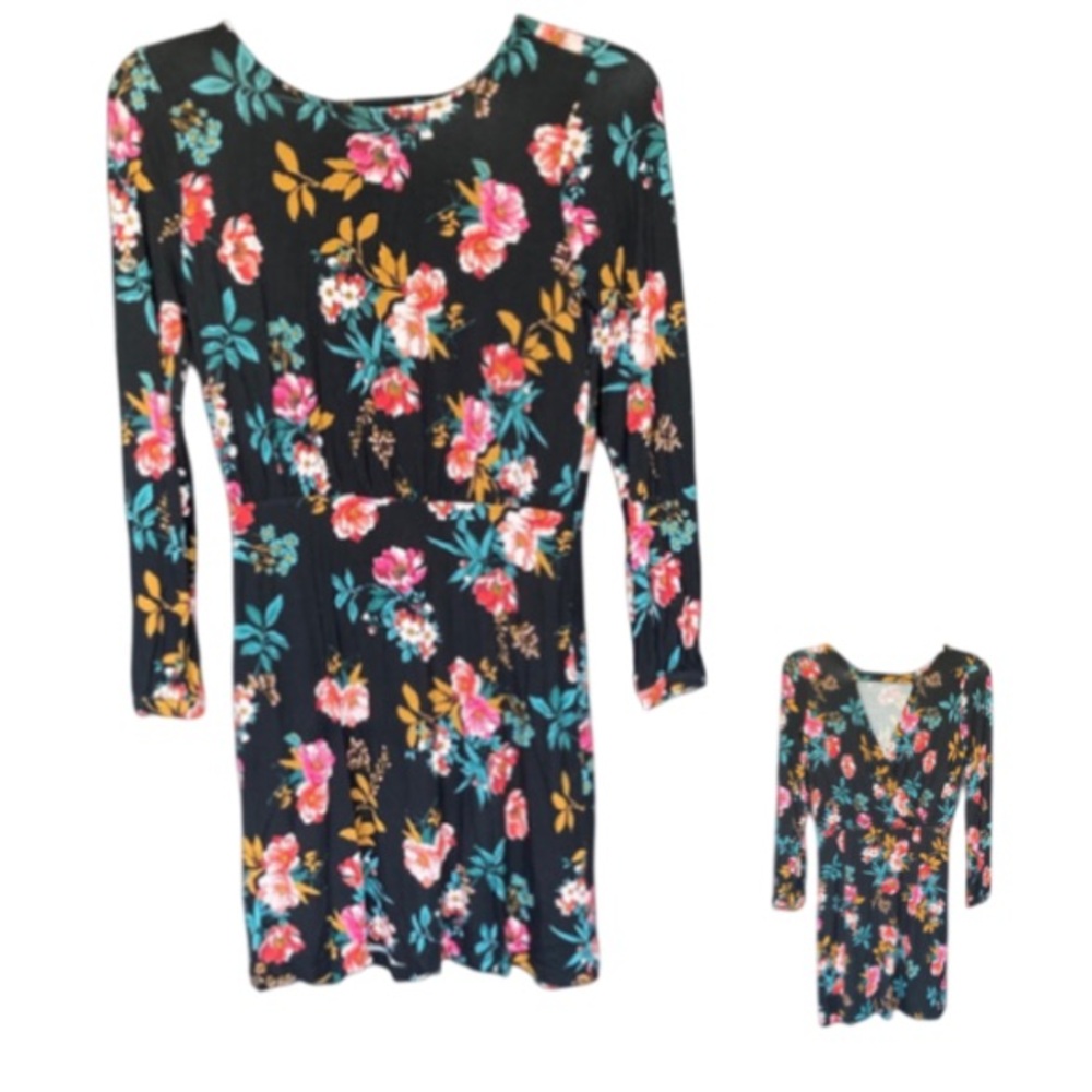 LOFT dress black with Floral Print with back cut out 6P 6 petite casual party - Picture 16 of 17